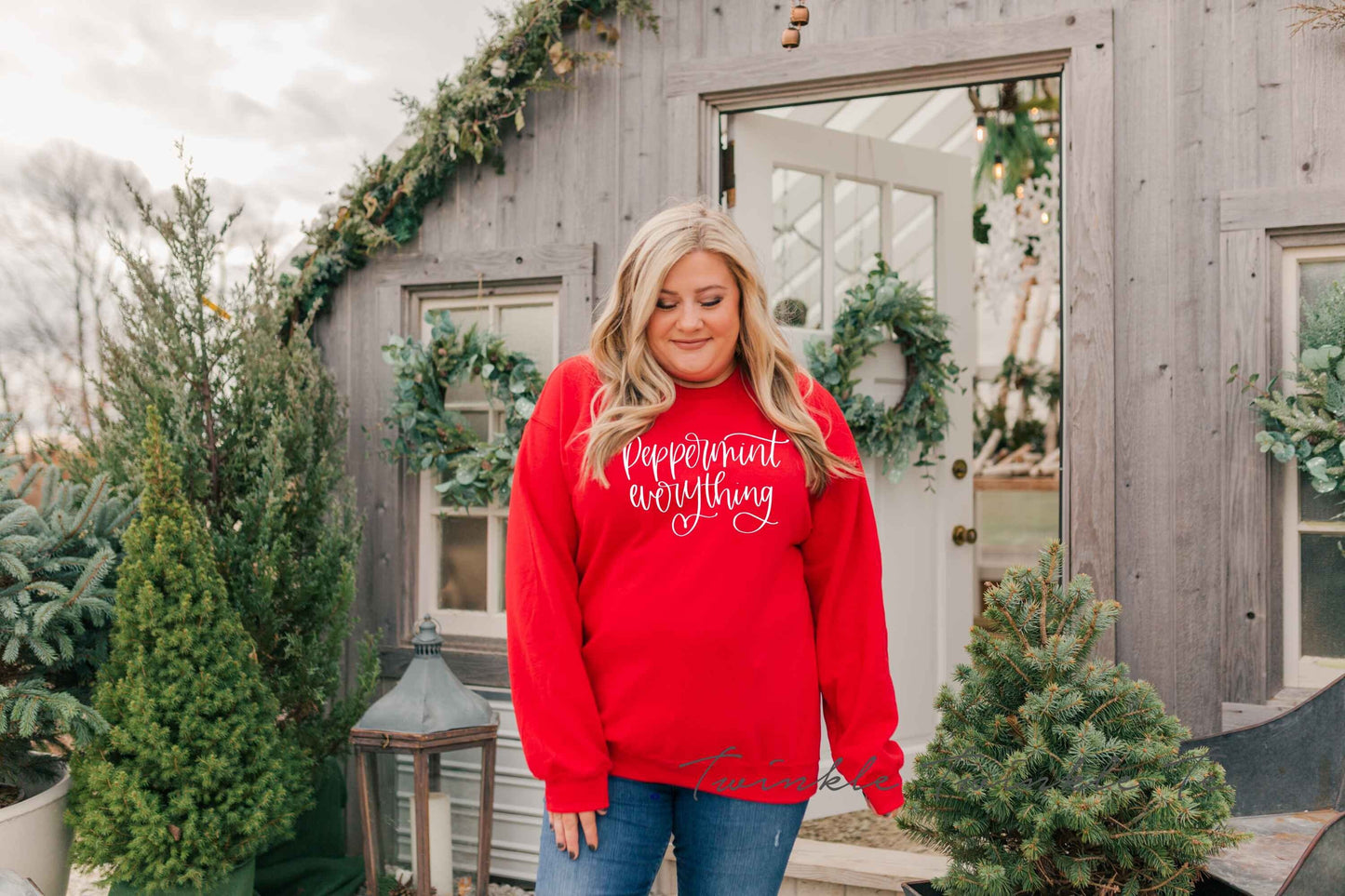 Peppermint Everything Unisex Crewneck Fleece Pullover Sweatshirt