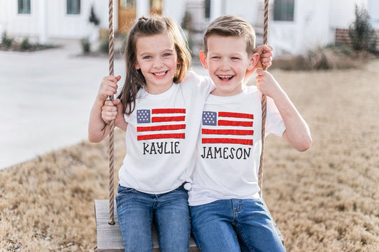 Personalized American Flag 4th of July T-shirt