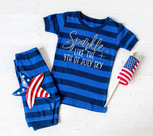 Sparkle Like the 4th of July Sky Striped Shorts Toddler and Kids Pajamas - Kids 4th of July Pajamas - 4th of July Toddler Pajamas Set
