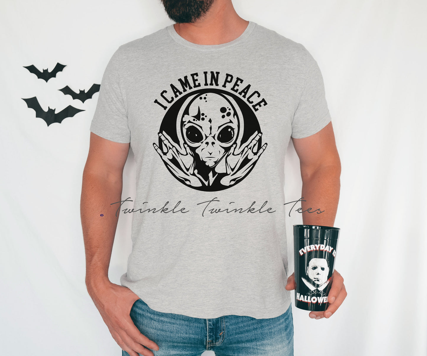 Alien Skeleton Maternity Couples Halloween t-shirts - nerdy pregnancy shirt - nerdy pregnancy announcement - halloween maternity
