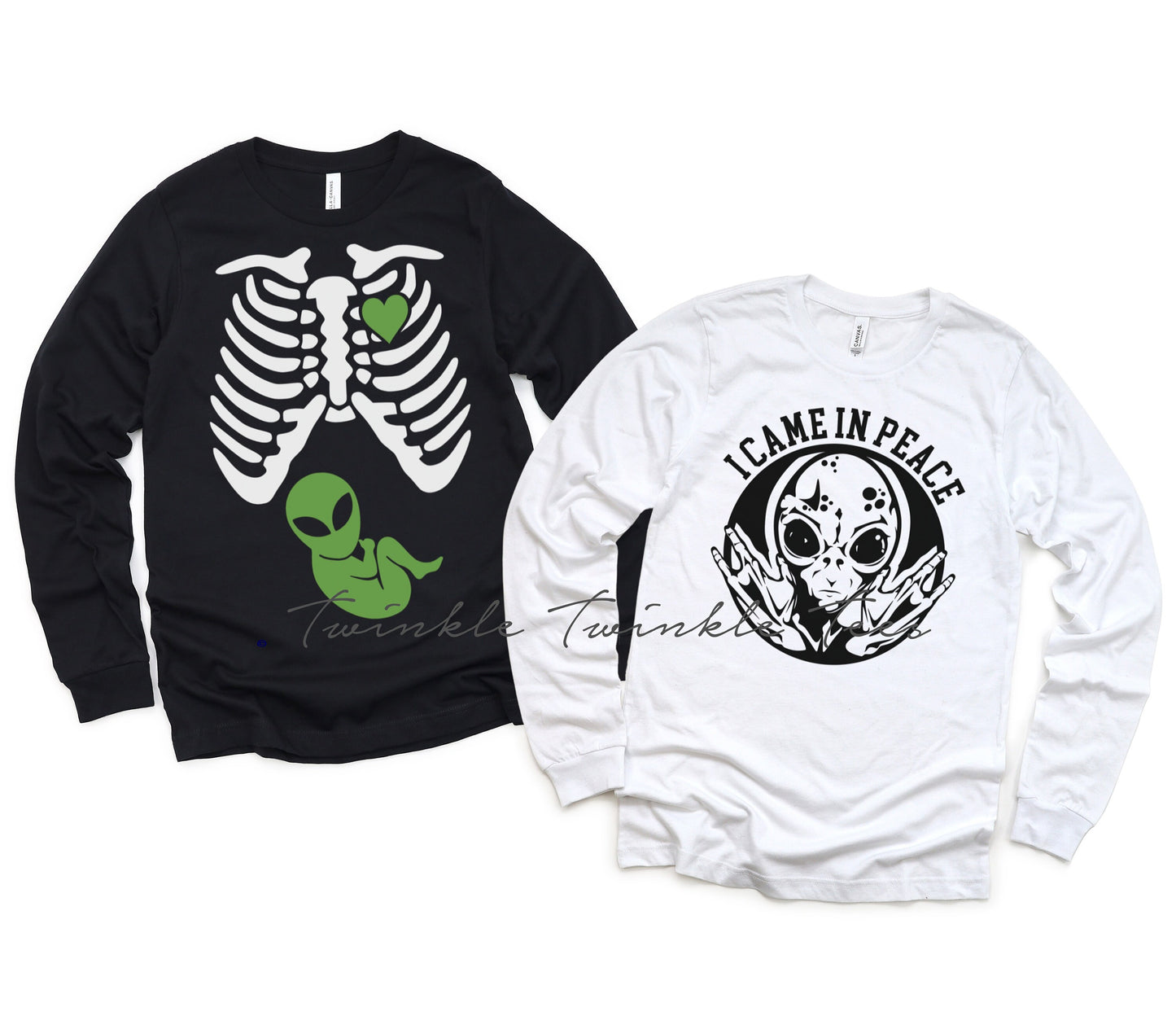 Alien Skeleton Maternity long sleeve or short sleeve t-shirt - nerdy pregnancy shirt - nerdy pregnancy announcement - dad options too