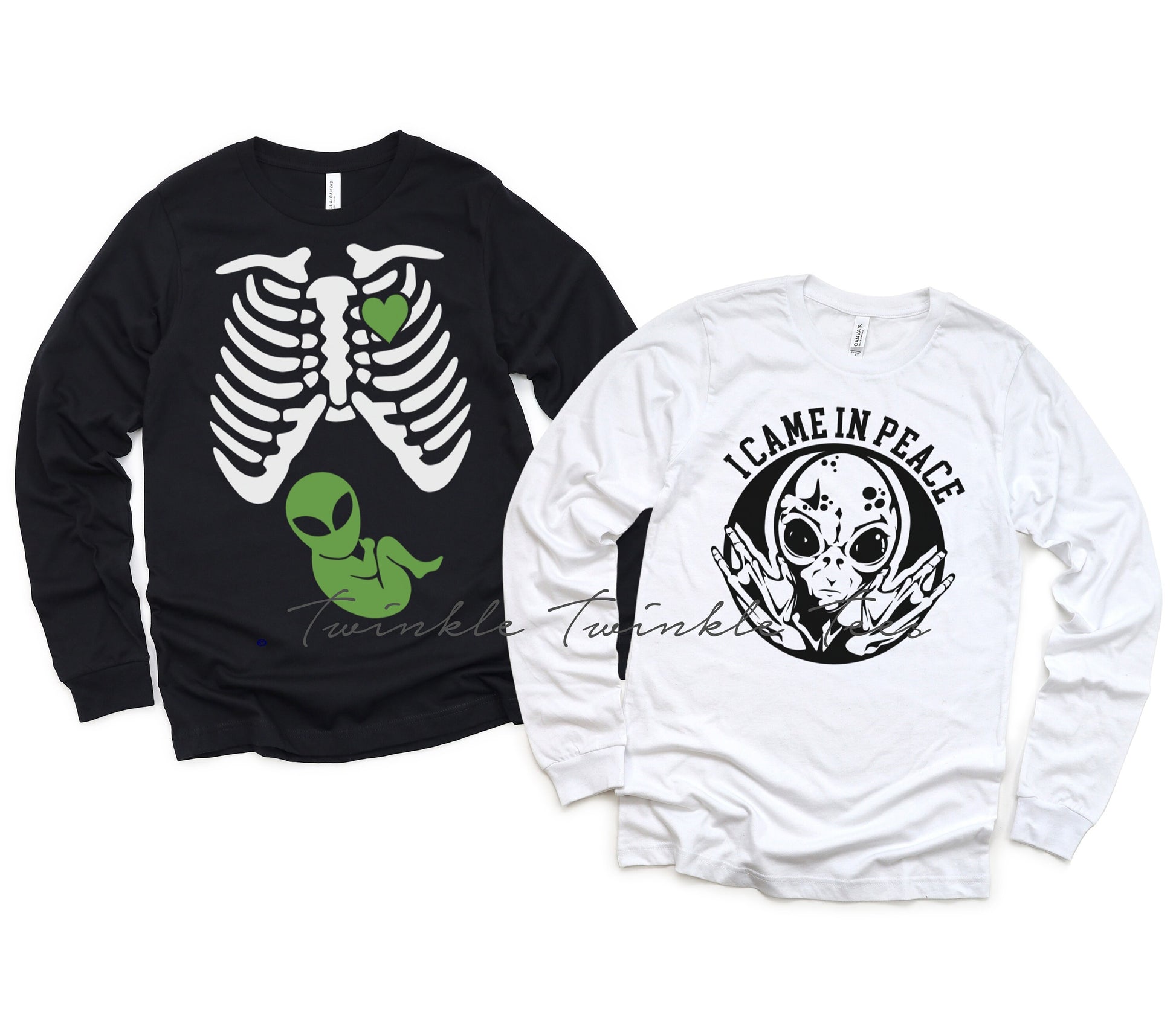 Alien Skeleton Maternity long sleeve or short sleeve t-shirt - nerdy pregnancy shirt - nerdy pregnancy announcement - dad options too