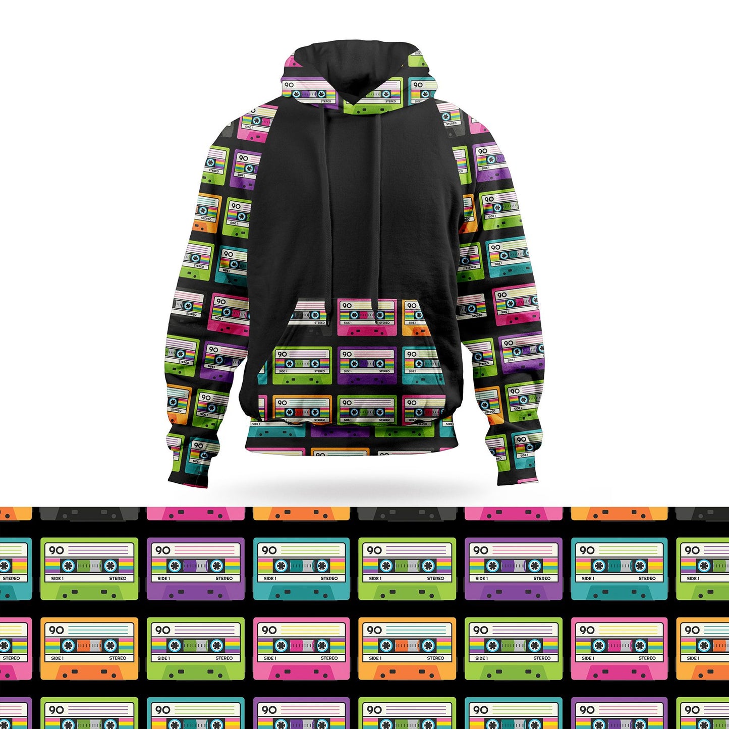 90s Cassette Tapes Pullover Hoodie