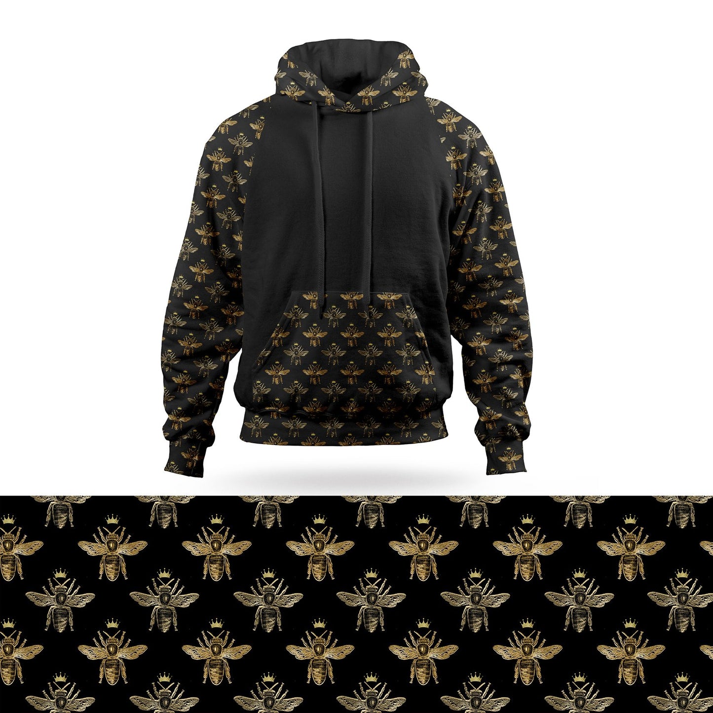 Queen Bee on Black Pullover Hoodie