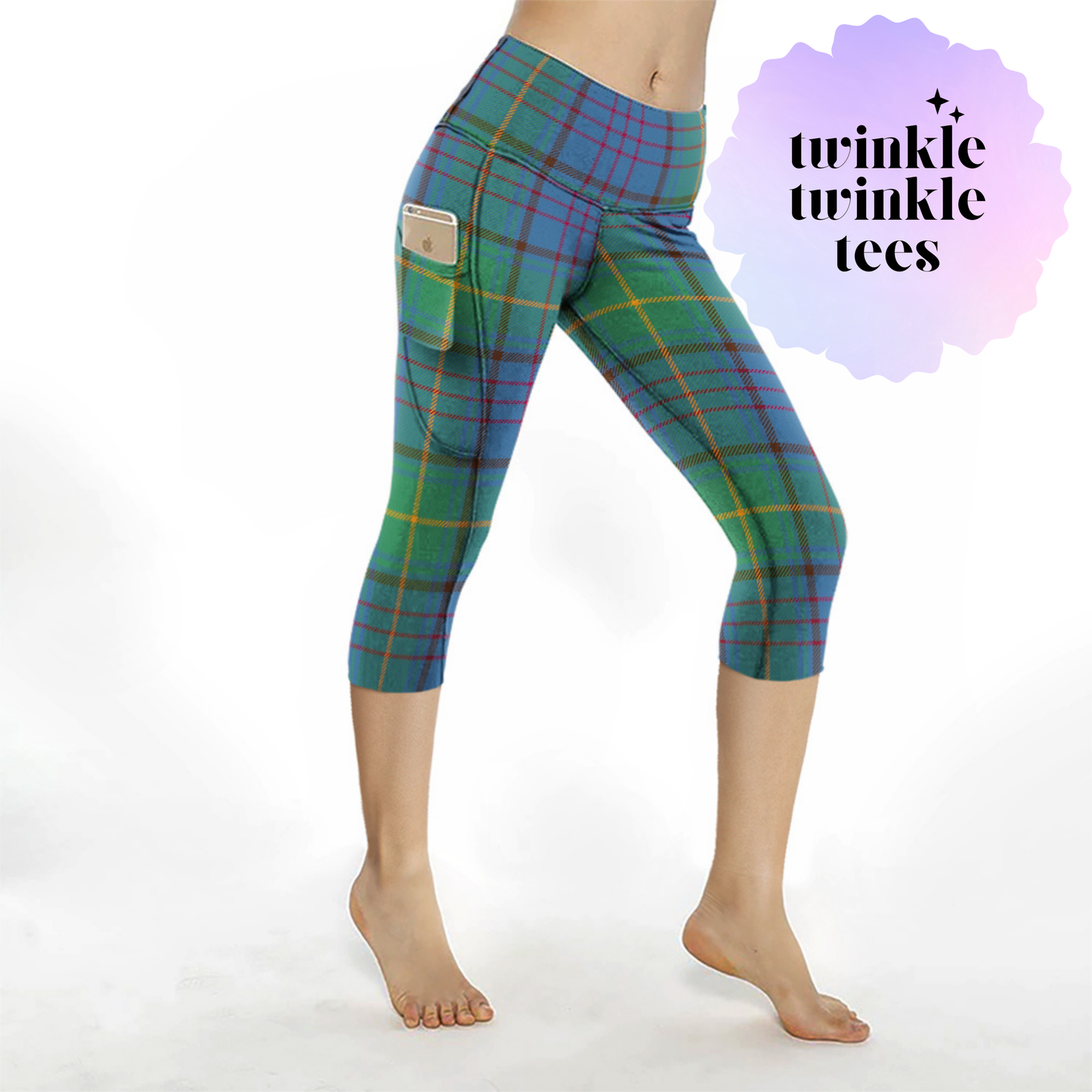 Donegal Tartan Plaid CAPRI Pocket Leggings