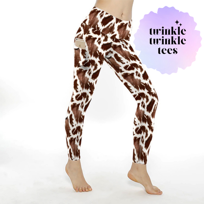 Beautiful Cowhide Full Length Pocket Leggings