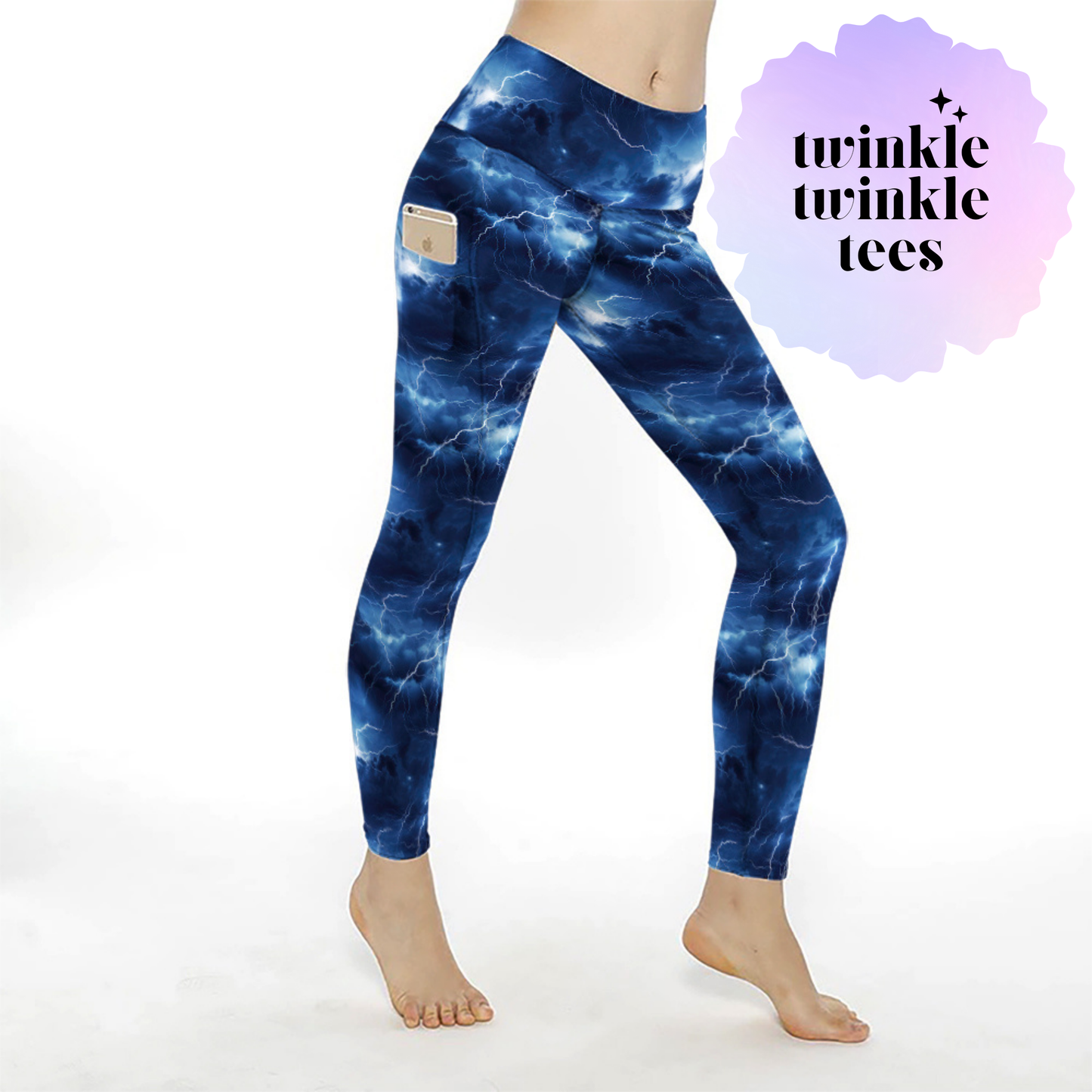 Summer Monsoon Lightning Storm Full Length Pocket Leggings