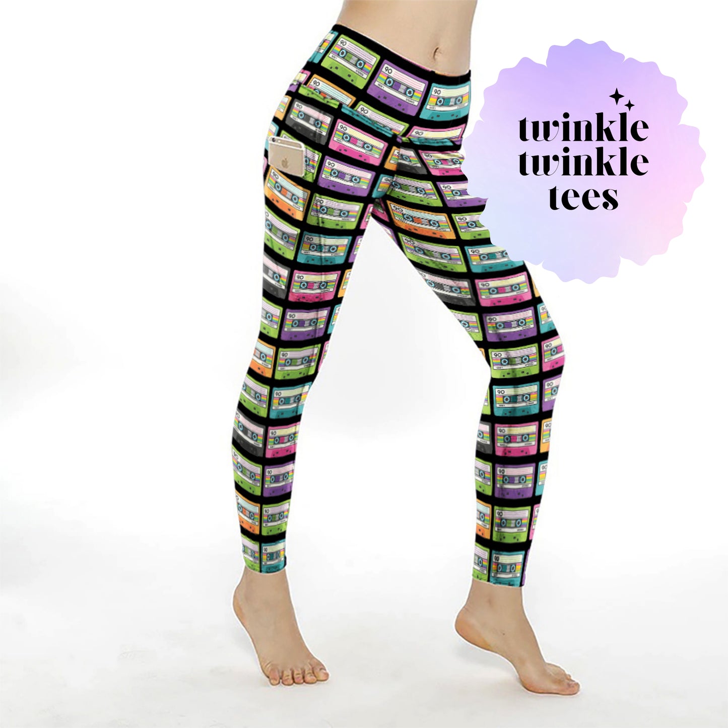 90s Cassette Tapes Women's Pocket Leggings