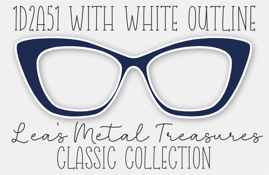 1D2A51 With White Outline Eyewear Frame Toppers