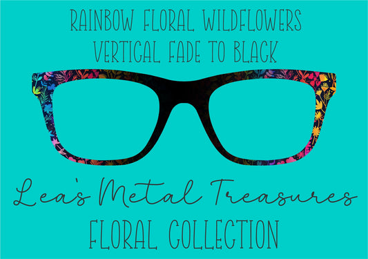 Rainbow Floral Wildflowers Fade to Black Eyewear Frame Toppers COMES WITH MAGNETS