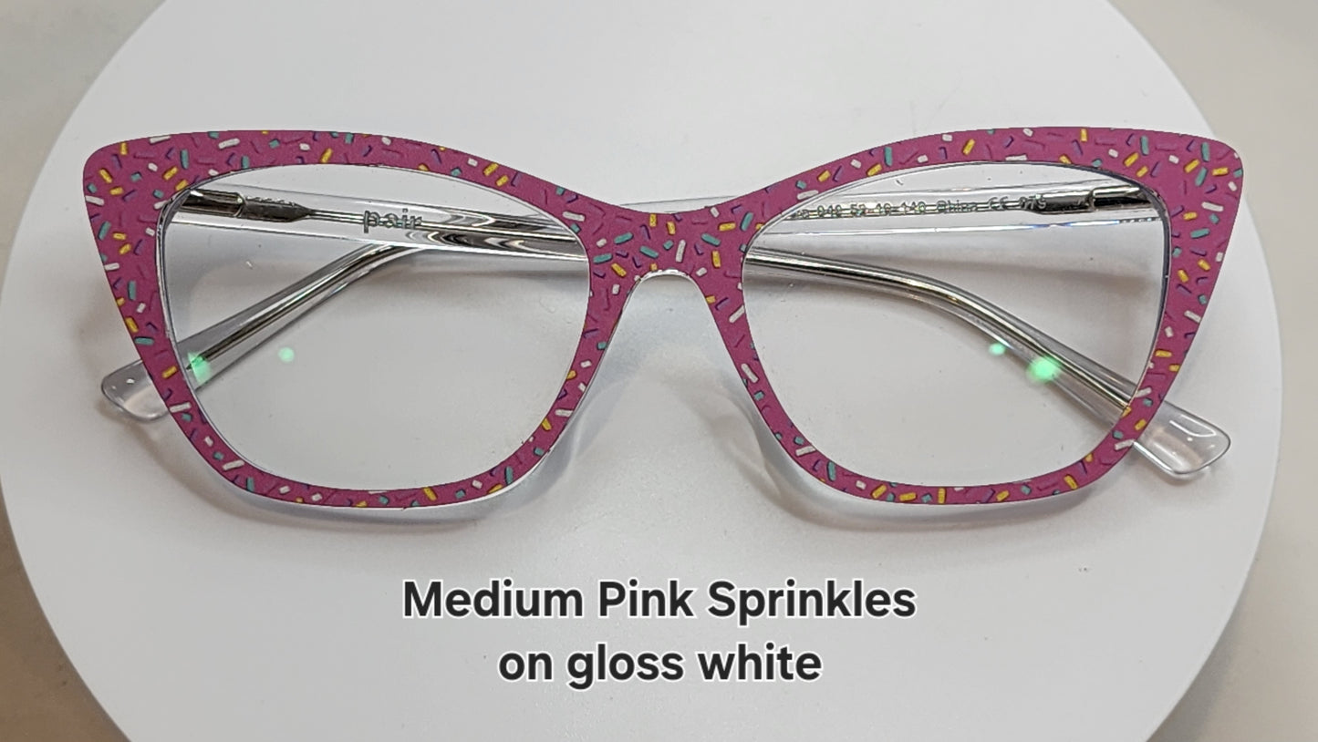 MEDIUM PINK SPRINKLES Eyewear Frame Toppers COMES WITH MAGNETS