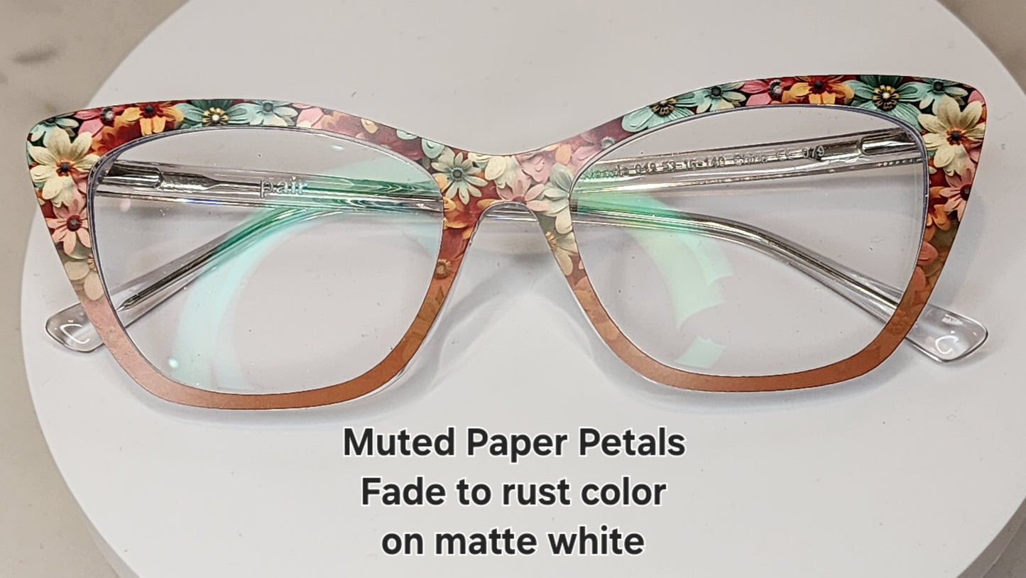 MUTED PAPER PETALS Eyewear Frame Toppers COMES WITH MAGNETS