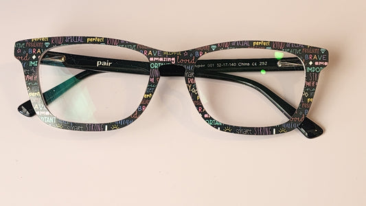 POSITIVE AFFIRMATIONS ON BLACK Printed Magnetic Eyeglasses Topper