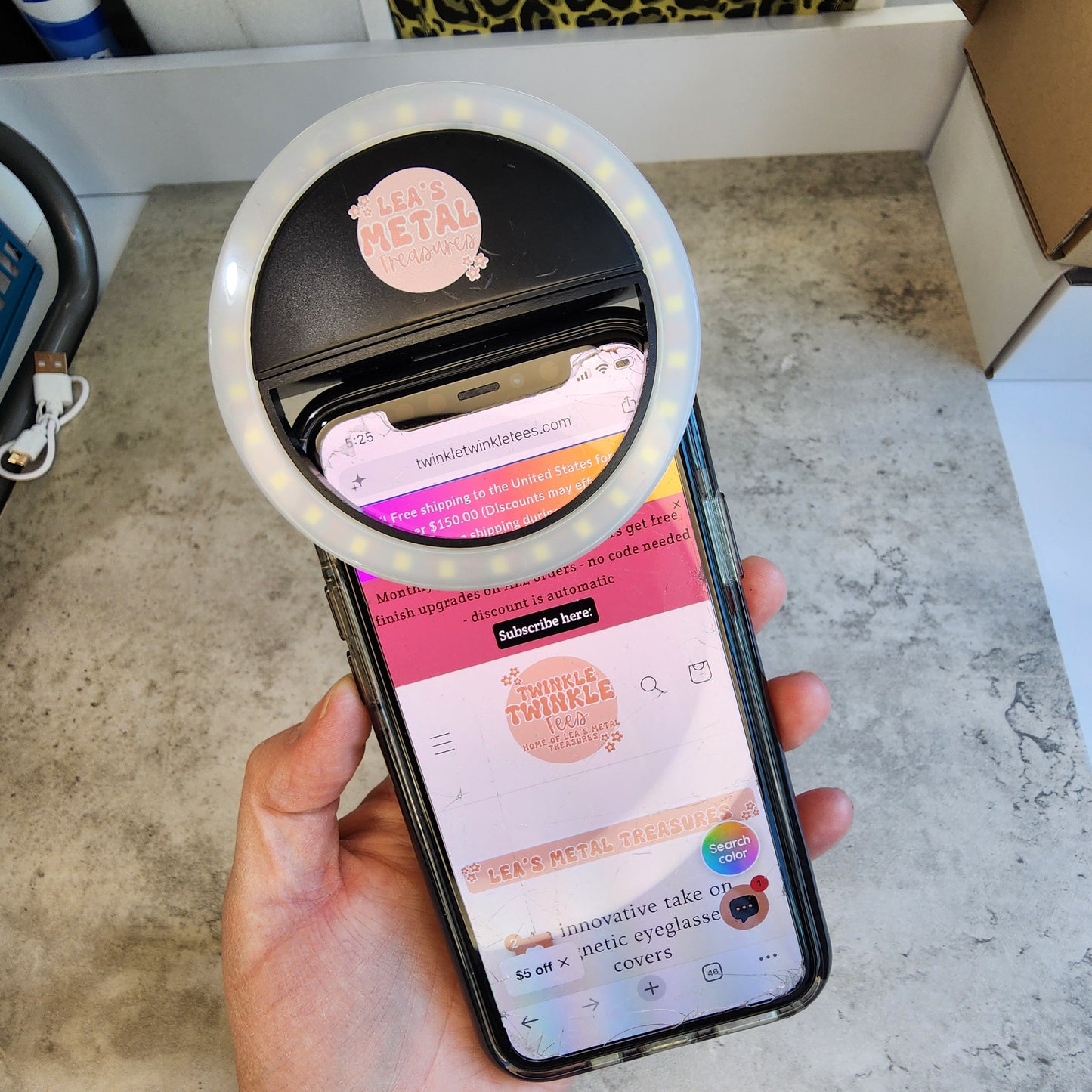Clip-On Selfie Ring Light – USB Rechargeable Phone & Laptop Light (3 Brightness Levels)