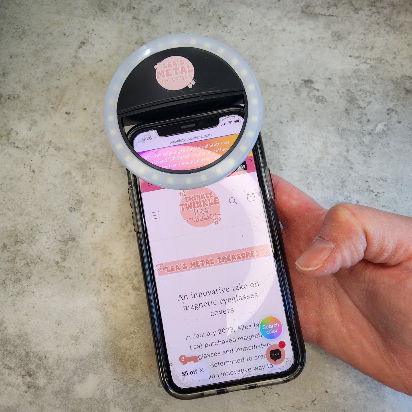 Clip-On Selfie Ring Light – USB Rechargeable Phone & Laptop Light (3 Brightness Levels)
