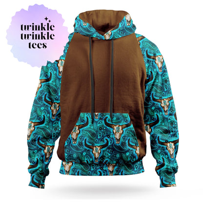 Skull Cowboy Scarf Pullover Hoodie