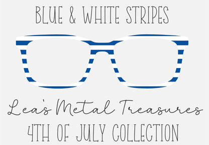 Blue and White Stripes Eyewear Frame Toppers COMES WITH MAGNETS