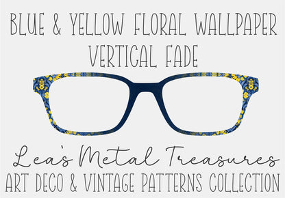 Blue and Yellow Floral Waterpaper vertical fade Eyewear Frame Topper