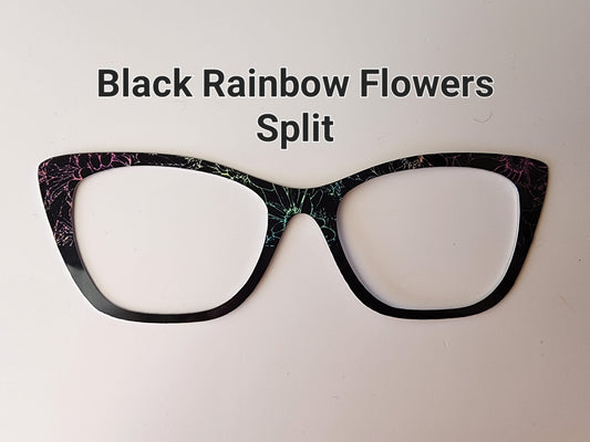 BLACK RAINBOW FLOWERS SPLIT Eyewear Frame Toppers COMES WITH MAGNETS