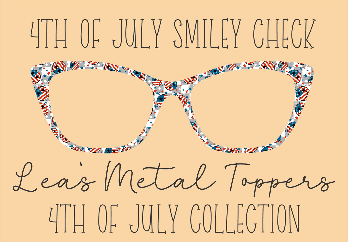 4TH OF JULY SMILEY CHECK Eyewear Frame Toppers COMES WITH MAGNETS