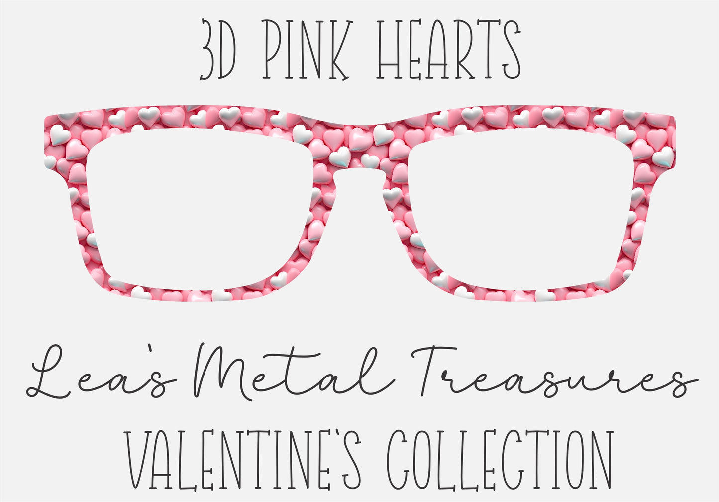 3D PINK HEARTS Eyewear Frame Toppers COMES WITH MAGNETS
