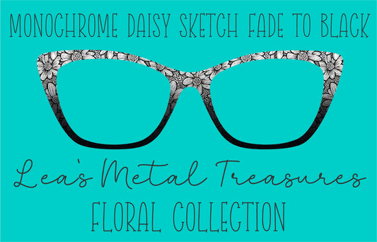 Monochrome Daisy Sketch Fade to Black Eyewear Frame Toppers COMES WITH MAGNETS