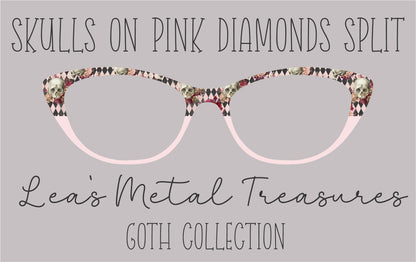 Skulls on Pink Diamonds split Eyewear Frame Toppers