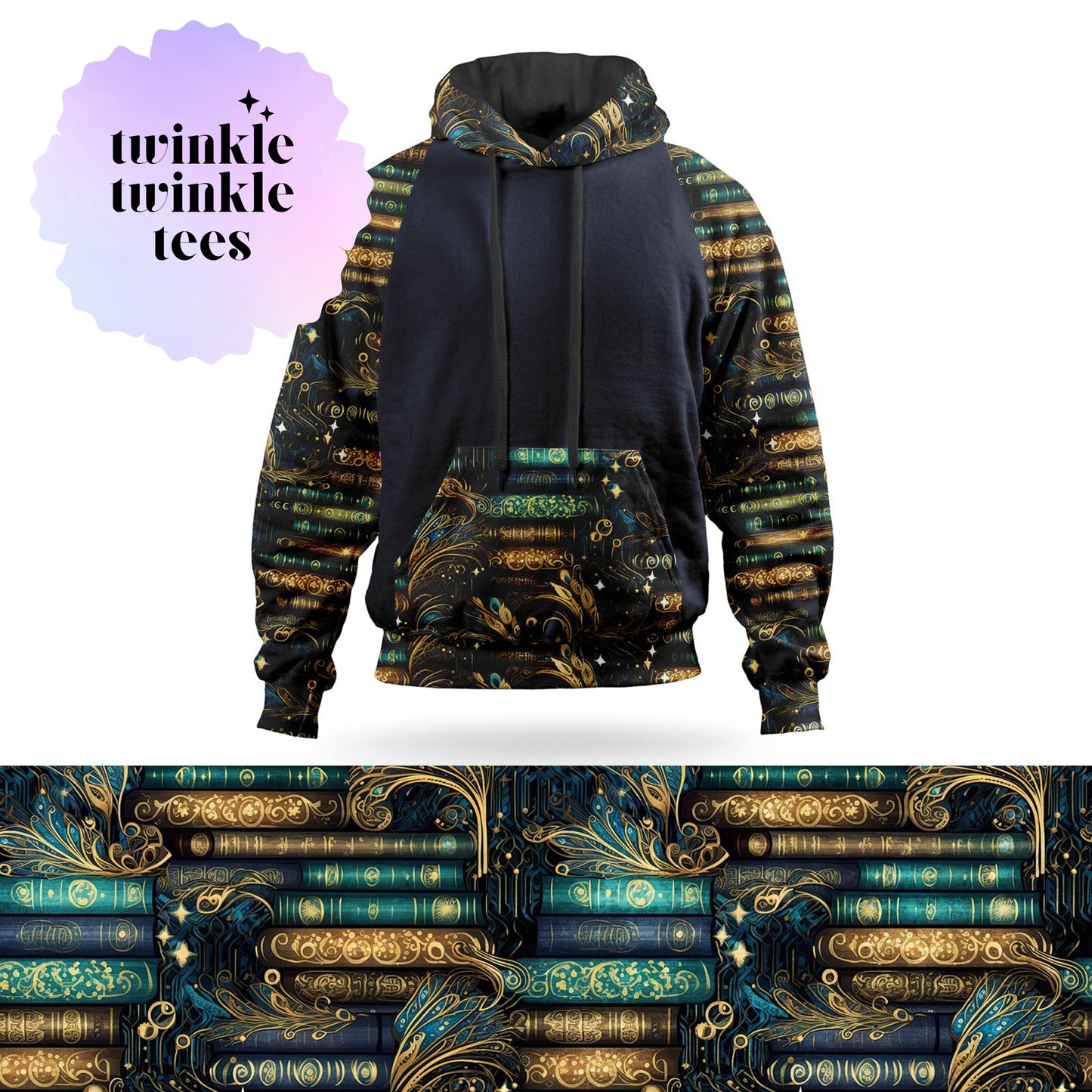 Teal Fantasy Books Pullover Hoodie