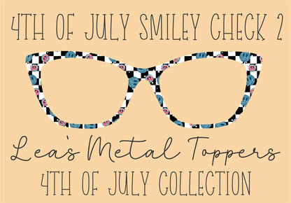 4TH OF JULY SMILEY CHECK 2 Eyewear Frame Toppers COMES WITH MAGNETS