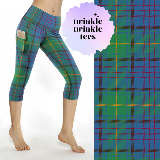 Donegal Tartan Plaid CAPRI Pocket Leggings