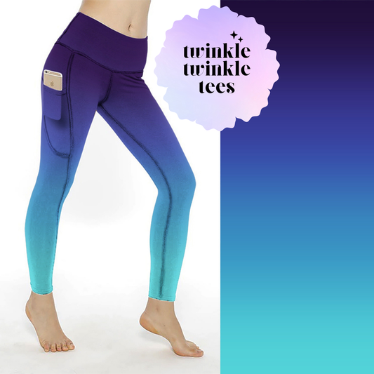 Deep Water Gradient Full Length Pocket Leggings