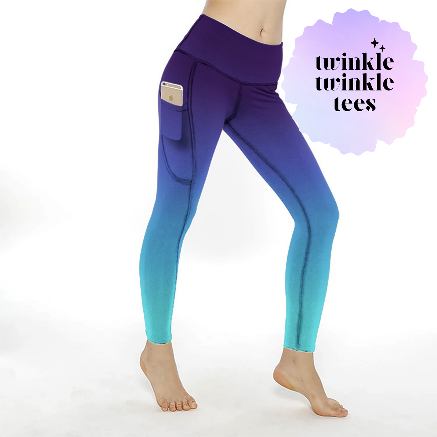 Deep Water Gradient Full Length Pocket Leggings