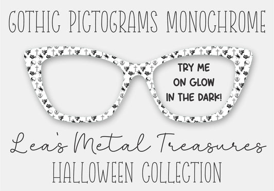 Gothic Pictograms Monochrome Eyewear Frame Toppers COMES WITH MAGNETS