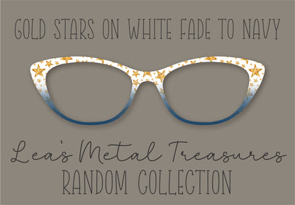 Gold Stars on White Fade to Navy Eyewear Frame Toppers Comes WITH MAGNETS