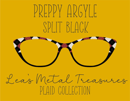 Preppy argyle split black Eyewear Frame Toppers COMES WITH MAGNETS