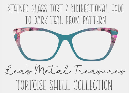 Stained glass tort 2 bidirectional fade to dark teal from pattern Eyewear Frame Toppers COMES WITH MAGNETS