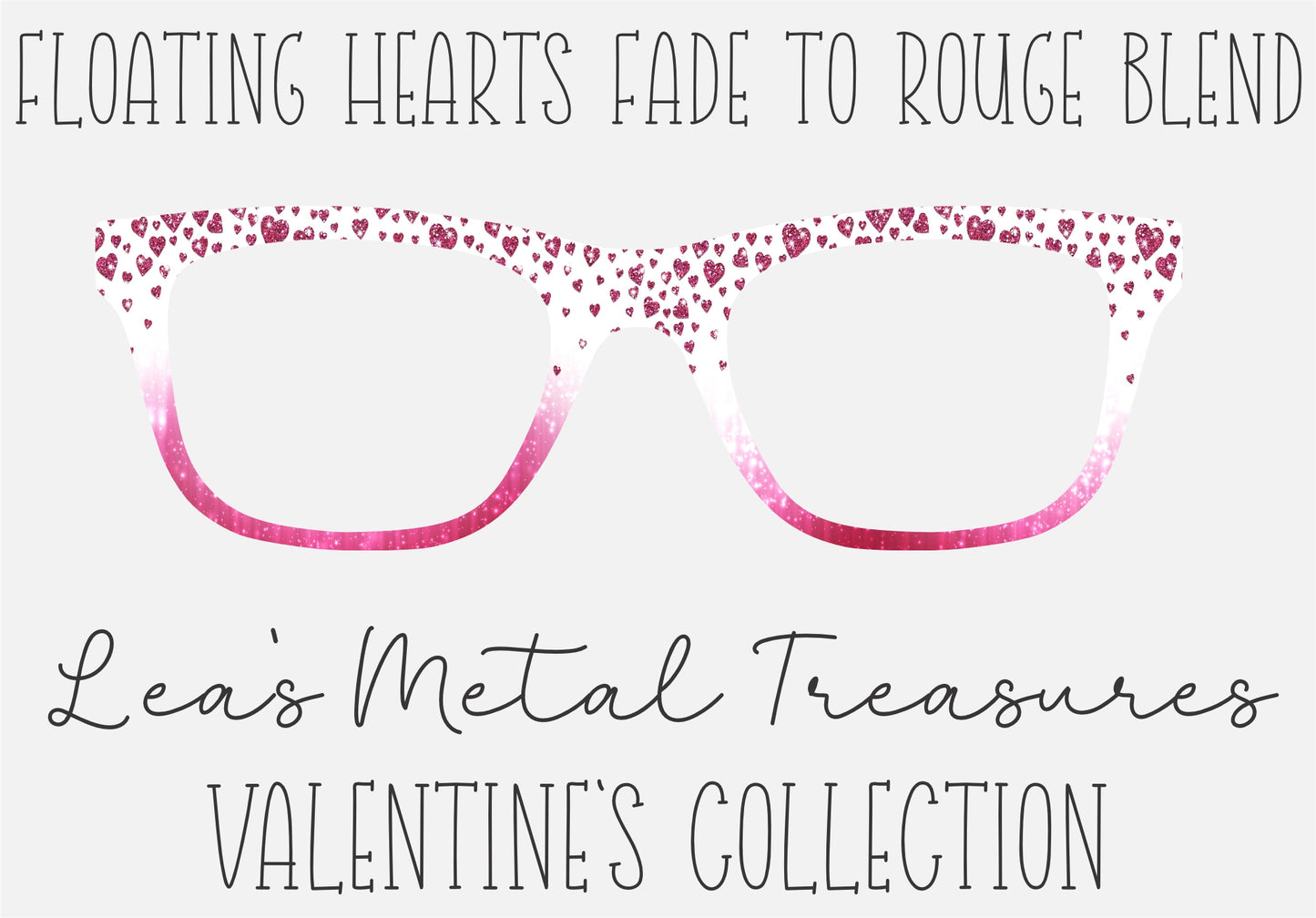 Floating Hearts fade to Rouge Blend Printed Magnetic Eyeglasses Topper