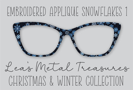 Embroidered appliqué Snowflakes 1 Eyewear Frame Toppers COMES WITH MAGNETS