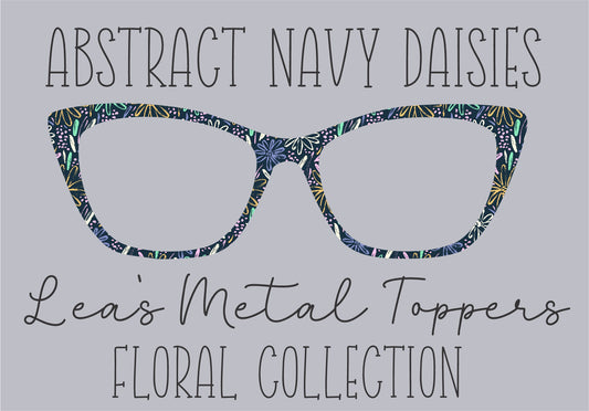 ABSTRACT NAVY DAISIES Eyewear Frame Toppers COMES WITH MAGNETS