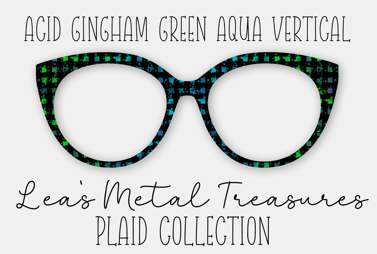 Acid Gingham Green Aqua Vertical Eyewear Frame Toppers