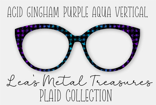 Acid Gingham Purple Aqua Vertical Fade Eyewear Frame Toppers