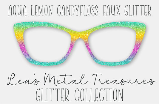 Aqua Lemon Candy Floss Faux Glitter Eyewear Frame Toppers