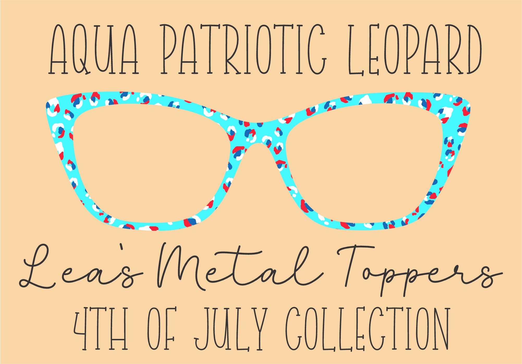 Twinkle Leopard AQUA PATRIOTIC LEOPARD Eyewear Frame Toppers COMES WITH MAGNETS ...
