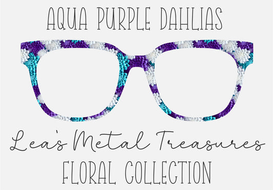 AQUA PURPLE DAHLIAS Eyewear Frame Toppers COMES WITH MAGNETS