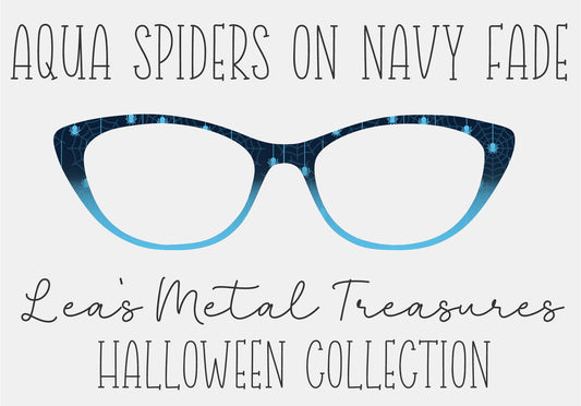 AQUA SPIDERS ON NAVY FADE Eyewear Frame Toppers COMES WITH MAGNETS