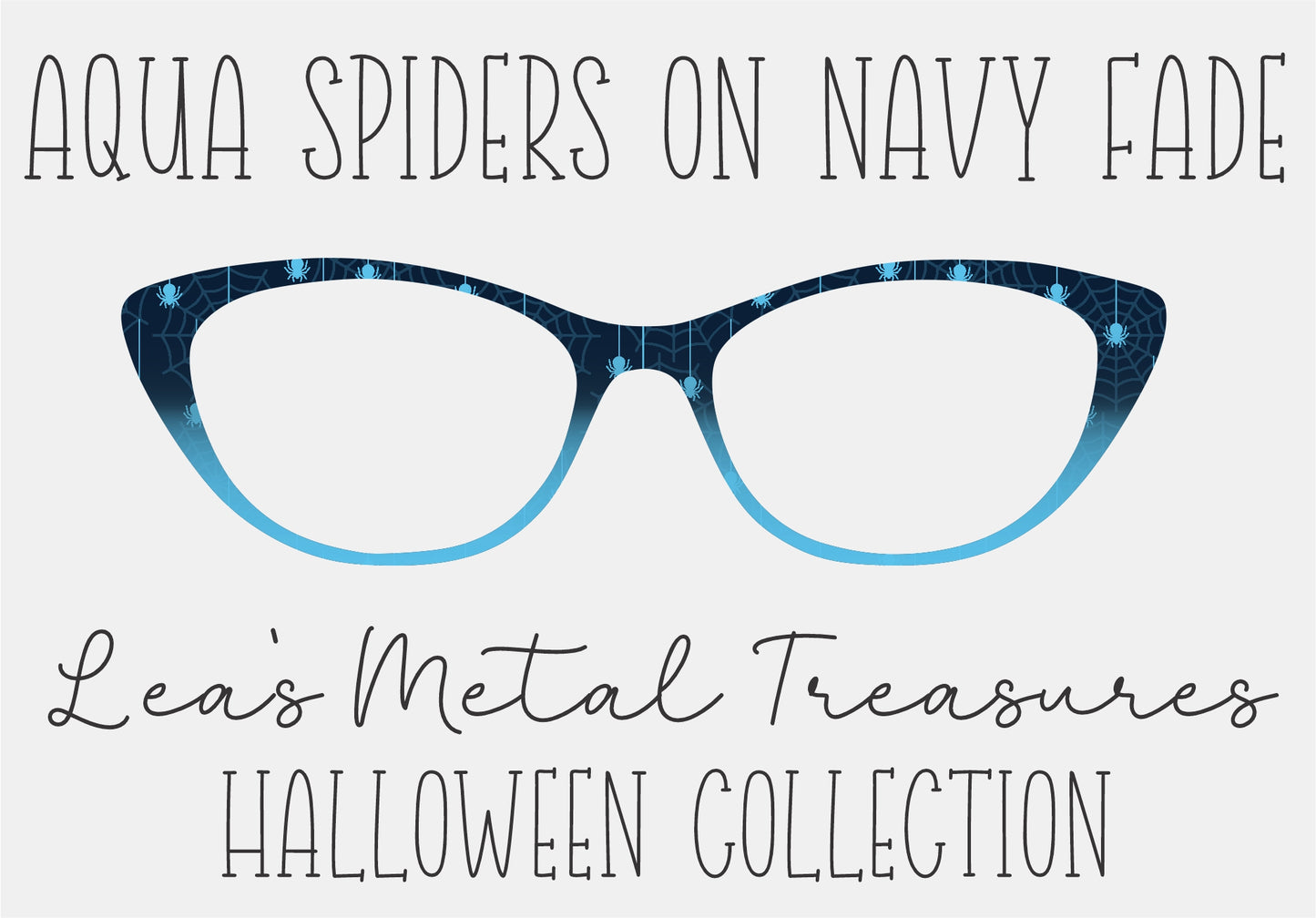 AQUA SPIDERS ON NAVY FADE Eyewear Frame Toppers COMES WITH MAGNETS