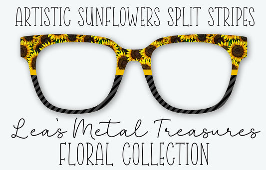 Artistic Sunflowers Split Stripes Eyewear Frame Toppers