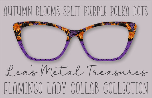 Autumn Blooms Split Purple Polka Dots Printed Magnetic Eyeglasses Topper • Flamingo Lady Collab Collection