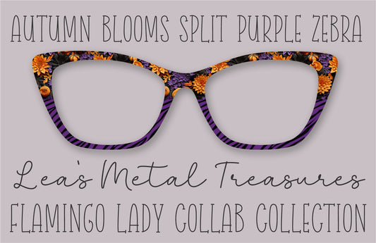 Autumn Blooms Split Purple Zebra Printed Magnetic Eyeglasses Topper • Flamingo Lady Collab Collection