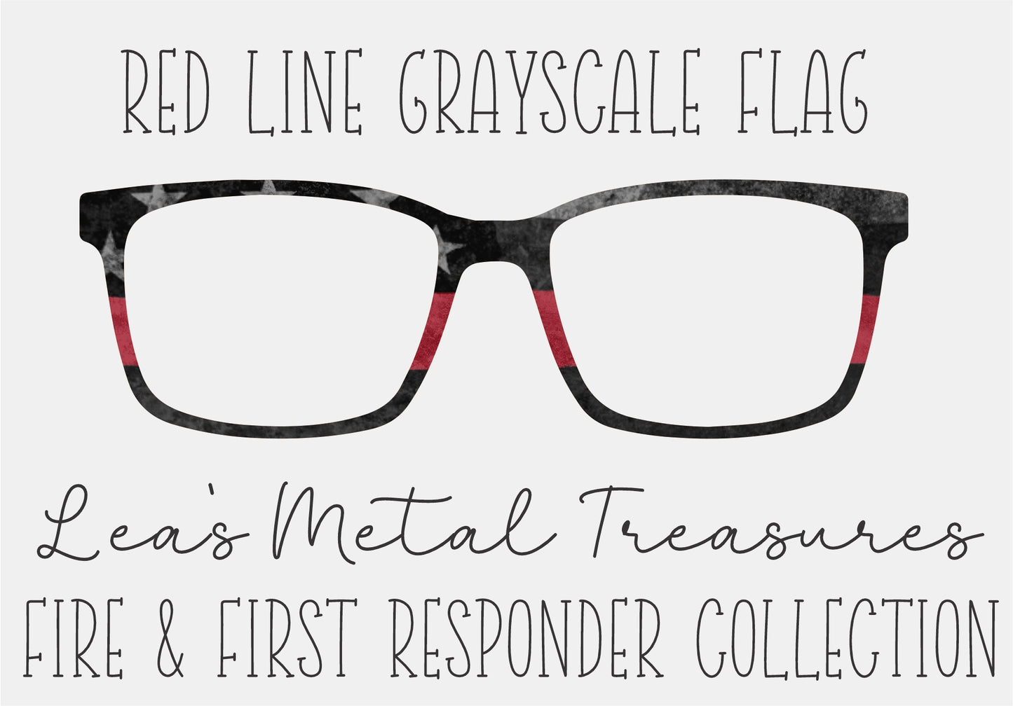 Red Line Grayscale Flag Eyewear Frame Toppers COMES WITH MAGNETS